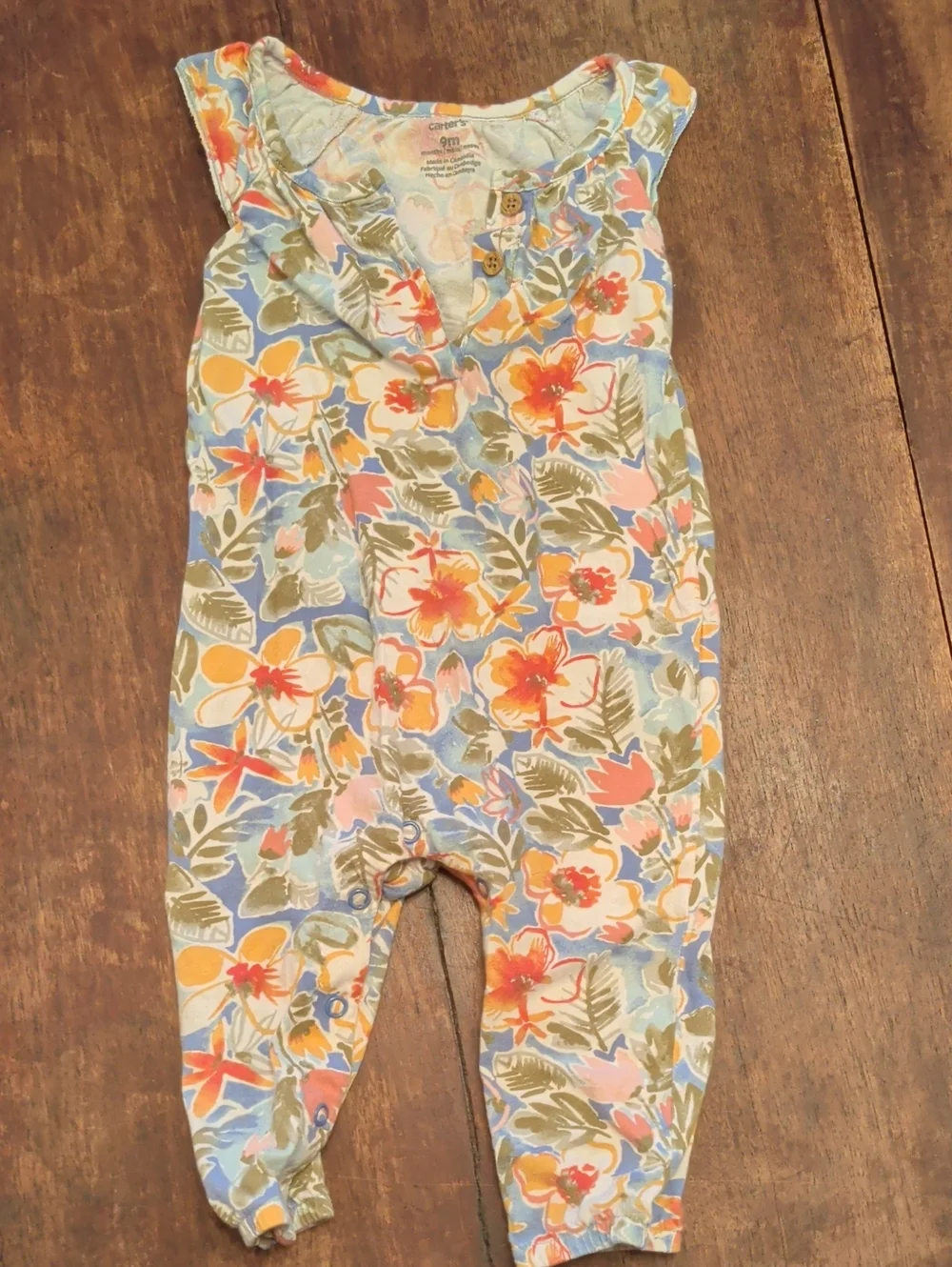 Carter's Floral Sleeveless Baby One-Piece in Blue, Pink, Orange, Green, Cream